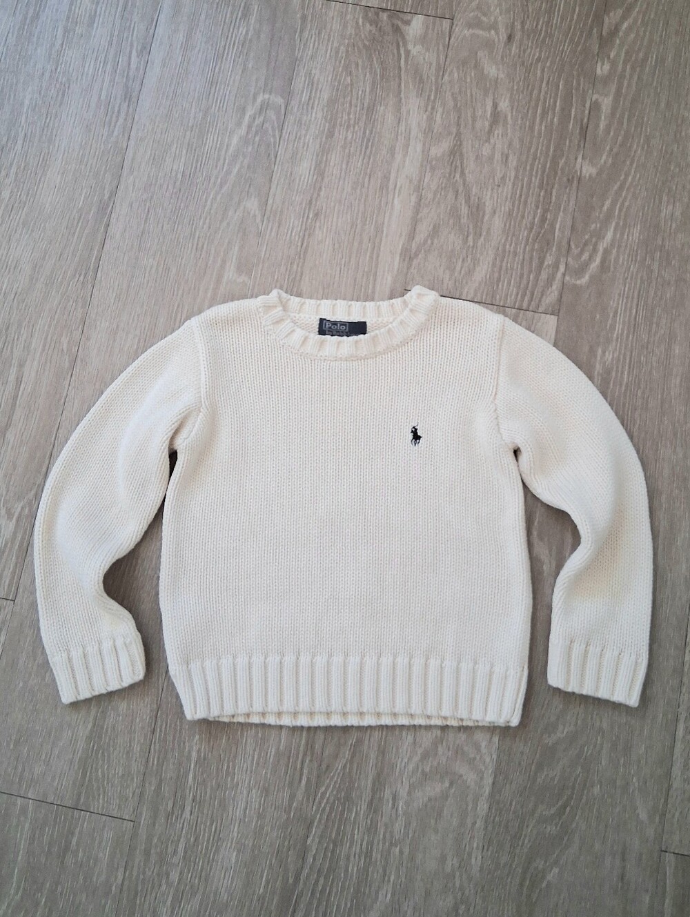 Polo Ralph Lauren Vintage Classsic Pony Crewneck Cotton Knit Sweater Ivory